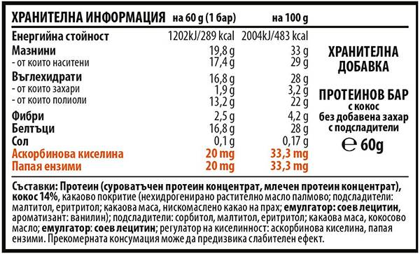 BrownMag Vit C und Papaya angereicherter Proteinriegel – Kokosnuss – 60 Gramm
