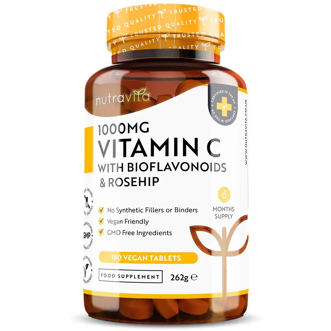 Vitamin C 1000 mg mit Bioflavonoiden und Hagebutte 180 <tc>Nutravita</tc> Tabletten