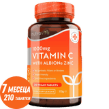 Vitamin C 1000 mg mit Zink (Albion® Zink) 15 mg, 210 Tabletten <tc>Nutravita</tc>