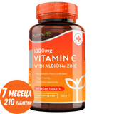 Vitamin C 1000 mg mit Zink (Albion® Zink) 15 mg, 210 Tabletten <tc>Nutravita</tc>