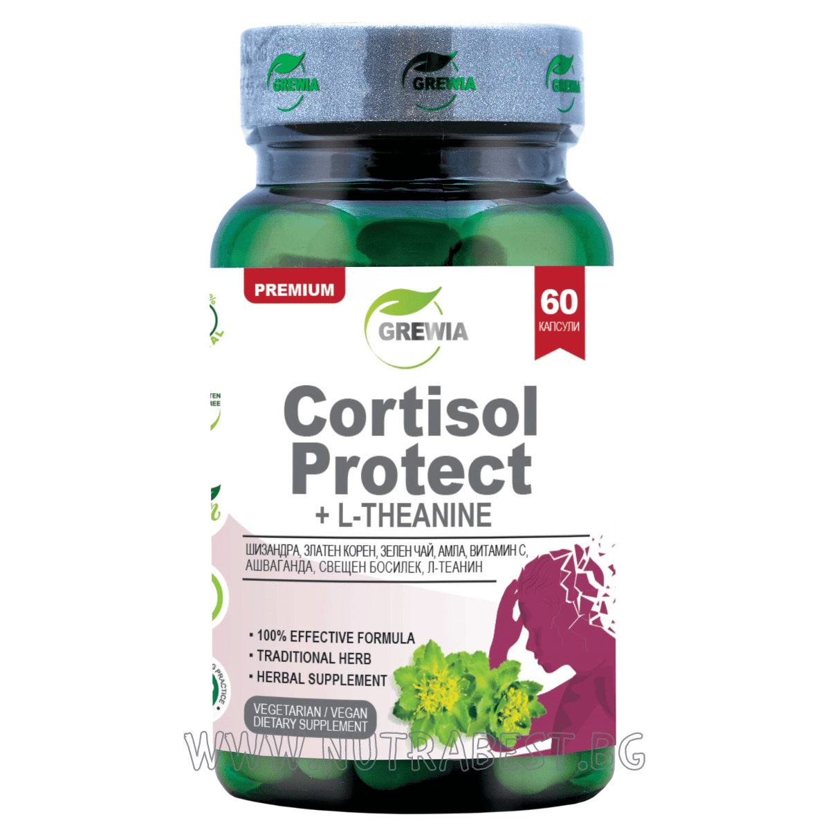 CORTISOL PROTECT + L–THEANIN /60 Kapseln, 30 Dosen/ GREWIA