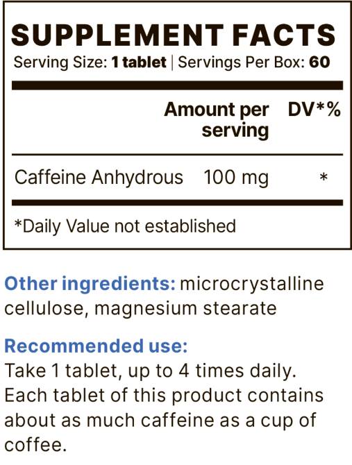 Koffein BP 100 mg – 60 Tabletten