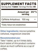 Koffein BP 100 mg – 60 Tabletten