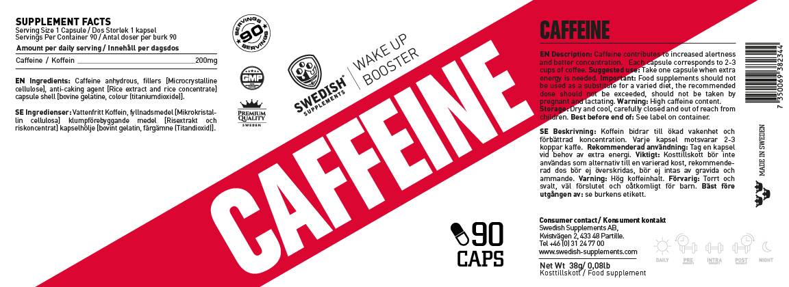 Koffein 200 mg - 90 Kapseln