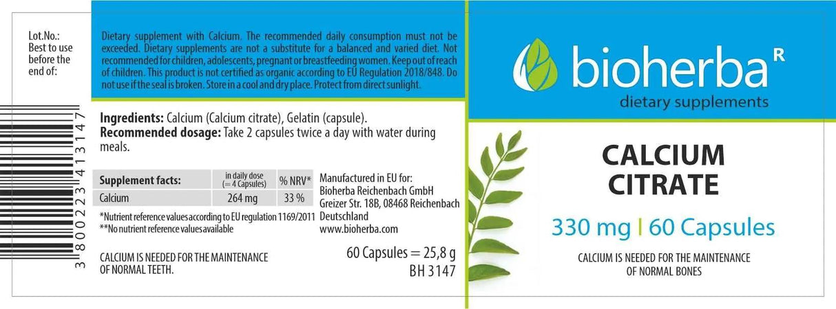 Calciumcitrat 200 mg – 60 Kapseln