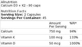 Calcium D3 + K2 90 Kapseln