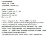 Kalzium + Magnesium, Zink und Vitamin D – 120 Tabletten
