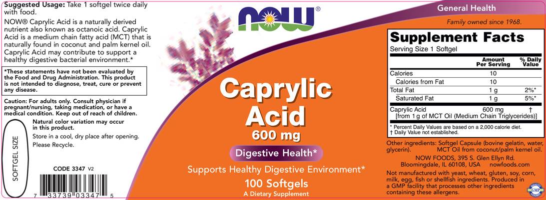 Caprylsäure 600 mg – 100 Gelkapseln