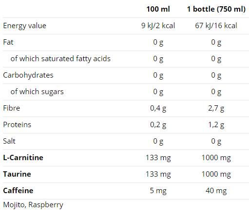 Carnitin-Aktivitätsgetränk mit Koffein - 750 ml