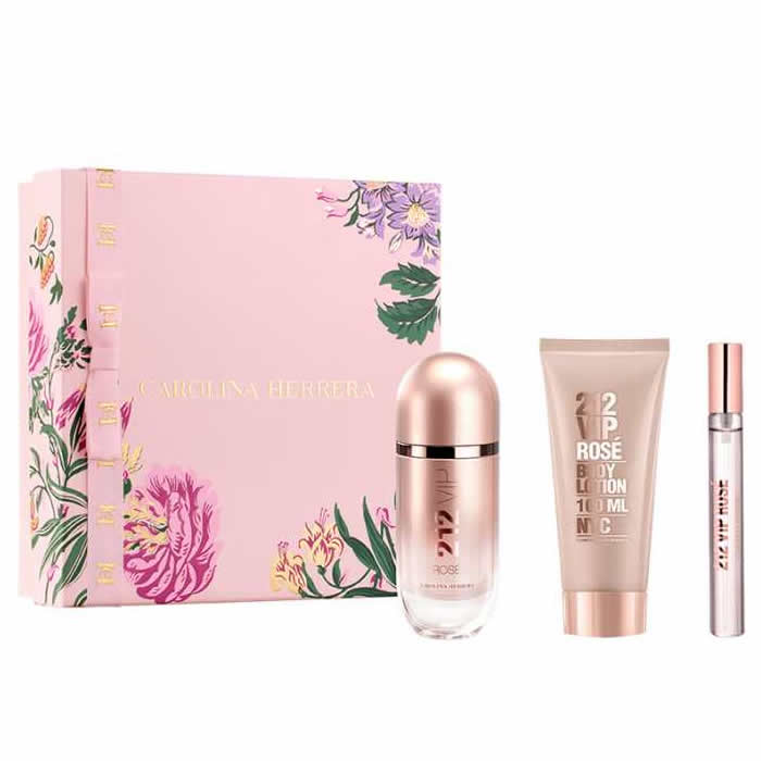 <tc>CAROLINA HERRERA</tc> 212 VIP Rose Eau de Parfum Spray 80ml Set 3-teilig