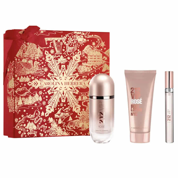<tc>CAROLINA HERRERA</tc> 212 VIP Rose Eau de Parfum Spray 80ml Set 3-teilig