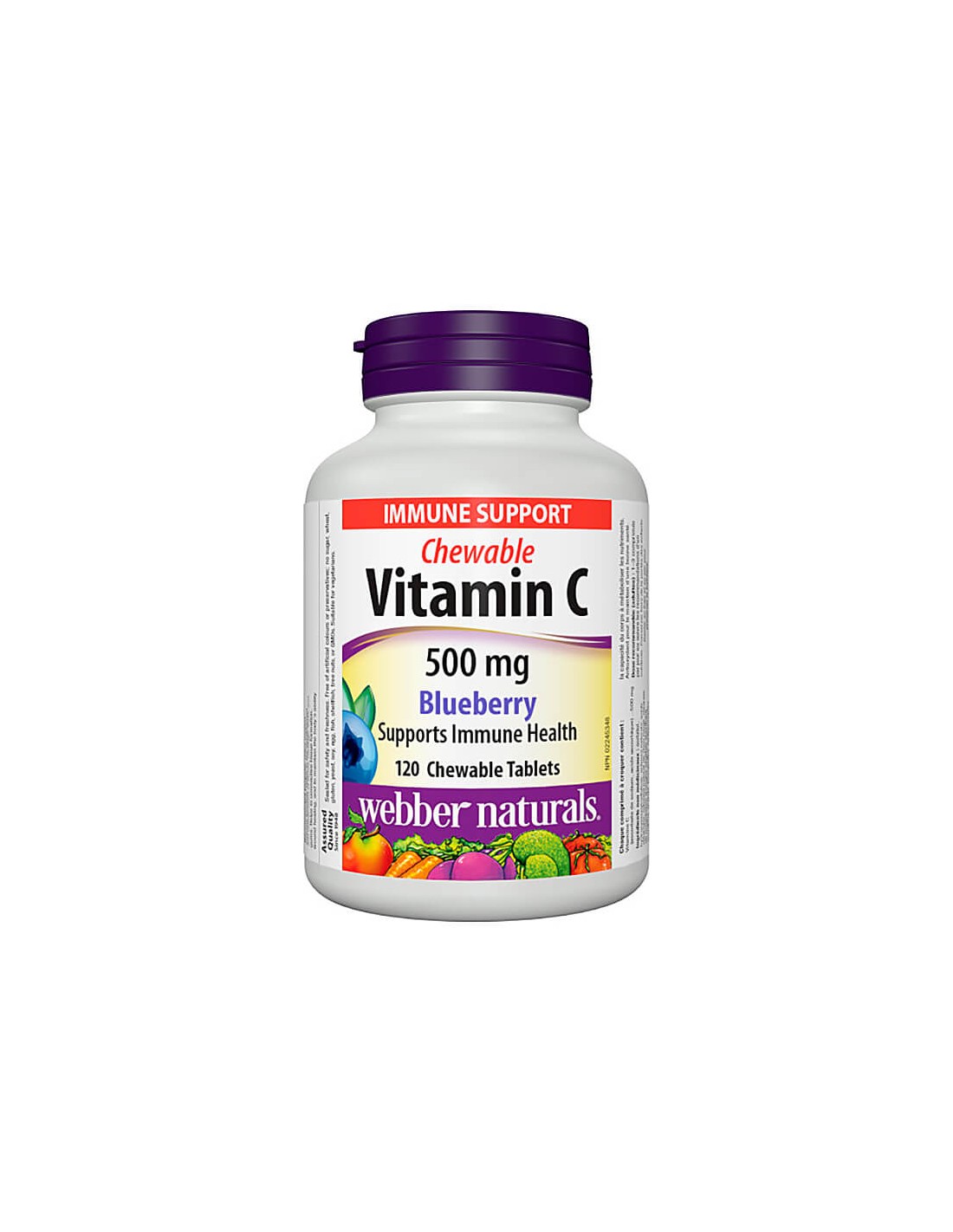 Vitamin C 500 mg Kautabletten – 120 Kautabletten mit Blaubeergeschmack <tc>Webber Naturals</tc>