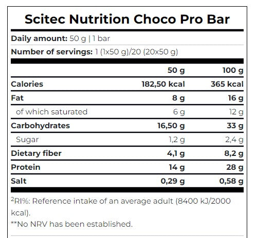 Choco Pro Riegel/50 g