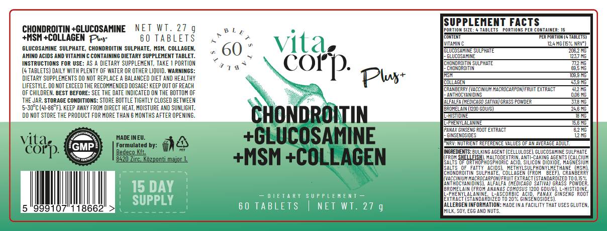 Chondroitin + Glucosamin + MSM + Kollagen – 60 Tabletten