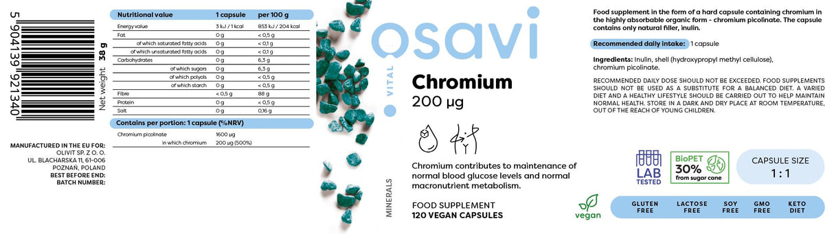 Chrom -Picolinat 200 MCG - 120 Kapseln