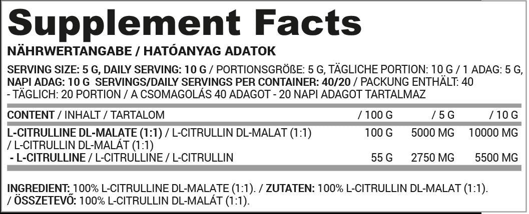 Citrullin-Malat-Pulver | 100 % rein – 200 Gramm