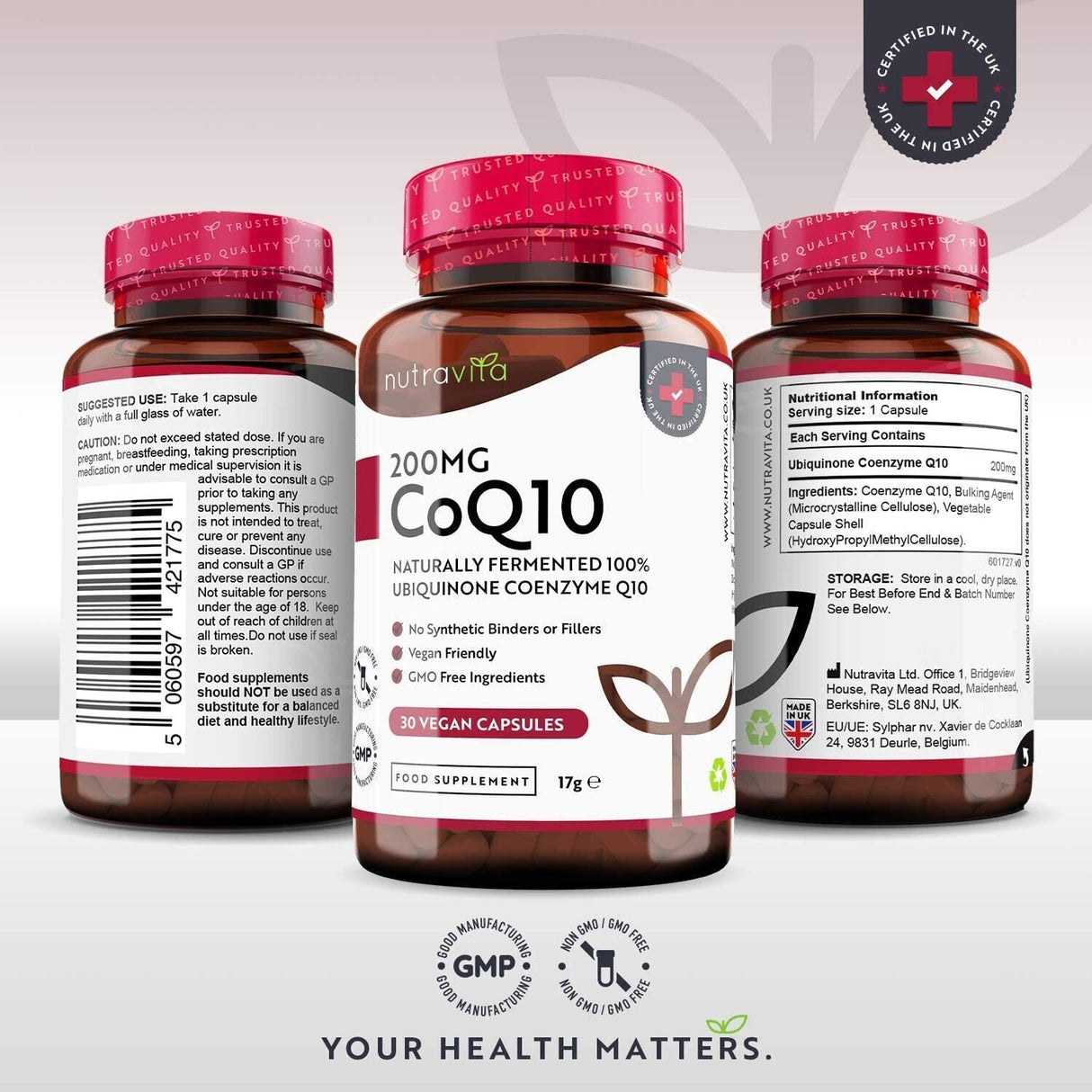 CoQ10 200 mg (Ubiquinon)/120 Kapseln, 120 Tage/ <tc>Nutravita</tc>