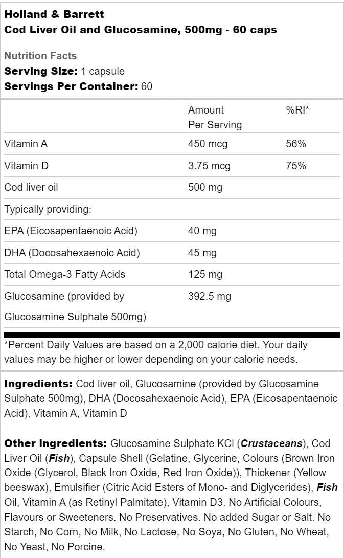 Lebertran 500 mg | Mit Glucosamin – 60 Kapseln