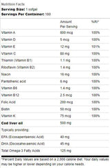 Lebertran 500 mg | Mit Multivitaminen – 180 Gelkapseln
