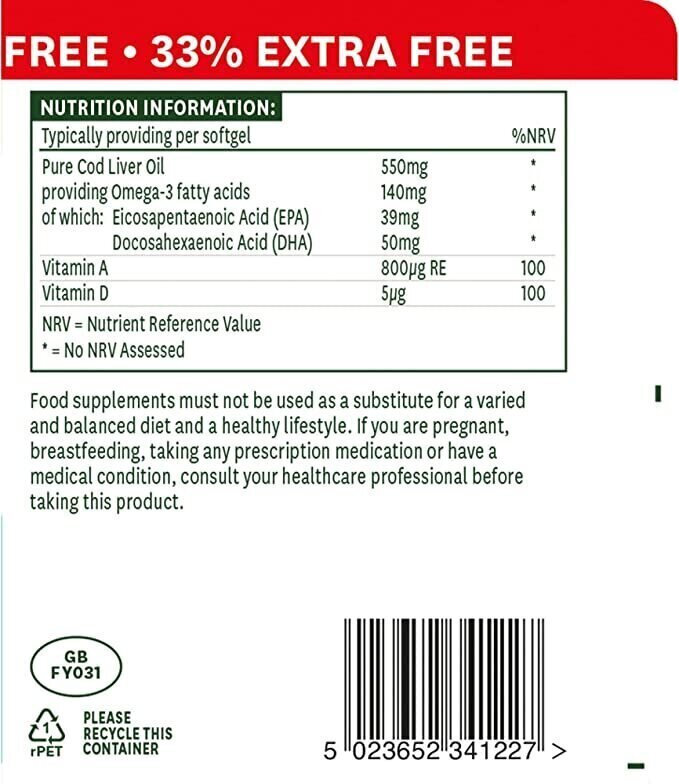 Lebertran 550 mg 120 Kapseln NaturesAid