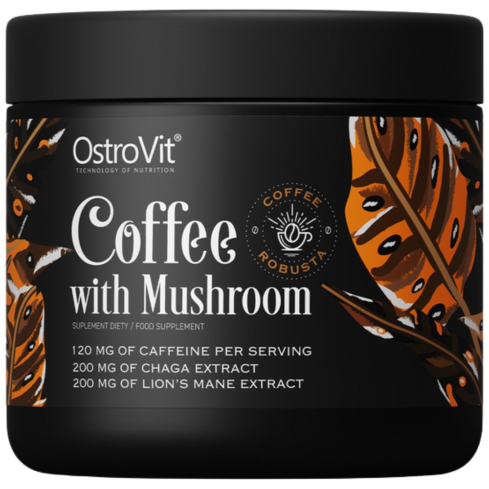 Kaffee mit Pilzen | Natürlicher Robusta mit Chaga, Löwenmähne, Koffein und L-Theanin 150 Gramm