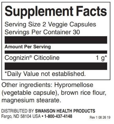 Cognizin Citicolin 500 mg/60 Vcaps - 0