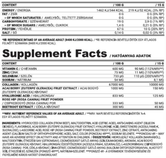 Kollagen-Himmel | hinzugefügtes Zink, Vitamin C und Hyaluronsäure – 15 Gramm