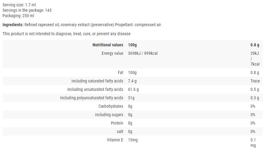 Kochspray/Rapsöl – 250 ml