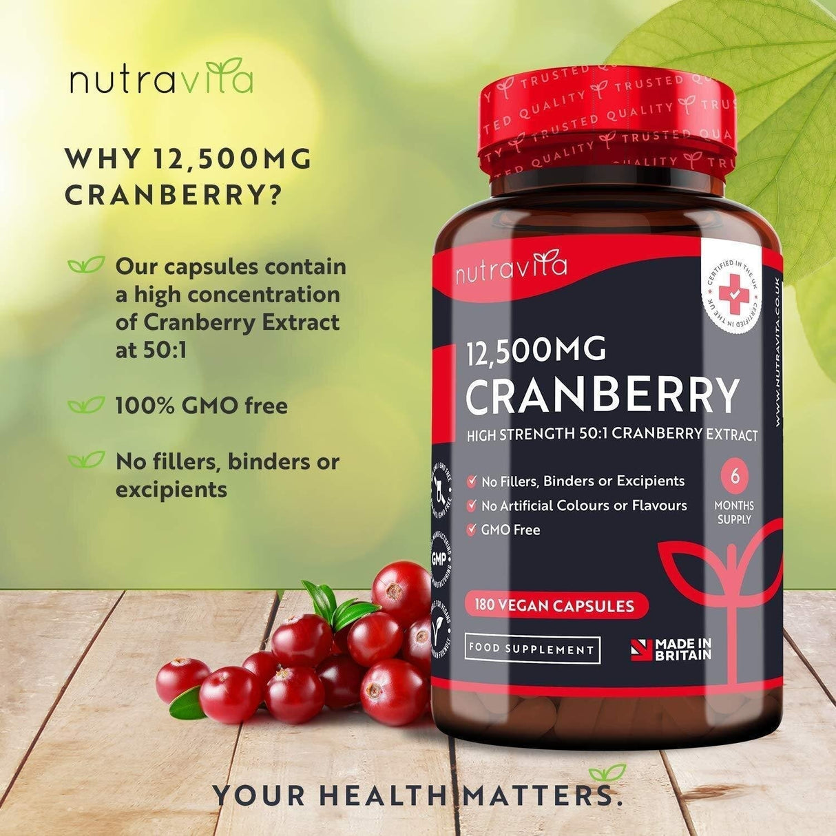 Cranberry – Rote Cranberry 12500 mg 180 vegane Kapseln