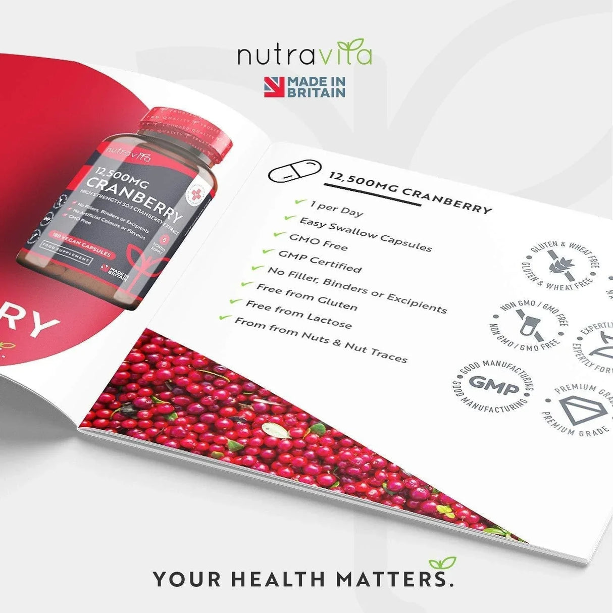 Cranberry – Rote Cranberry 12500 mg 180 vegane Kapseln