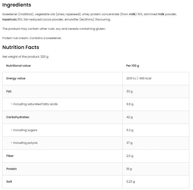 Creametto-Protein | Proteinreiche Creme – Haselnuss 320 Gramm
