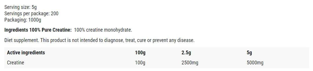 Kreatin-Monohydrat-Pulver – 1000 Gramm