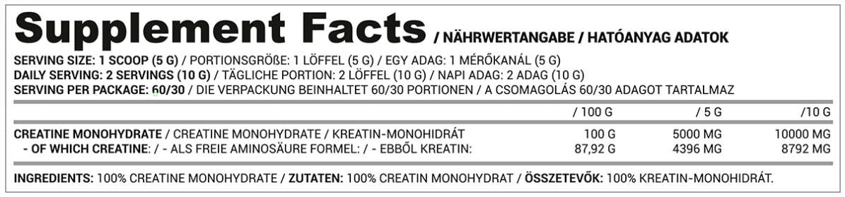 Kreatin-Monohydrat-Pulver – 300 Gramm
