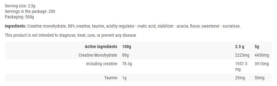 Kreatin-Monohydrat-Pulver – 500 Gramm