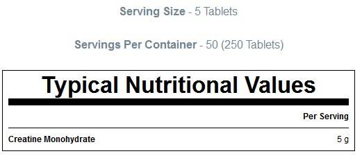 Kreatin-Monohydrat-Tabletten – 250 Tabletten