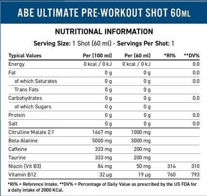 Abe Shot | Alles schwarz alles vor dem Training - 12 x 60 ml