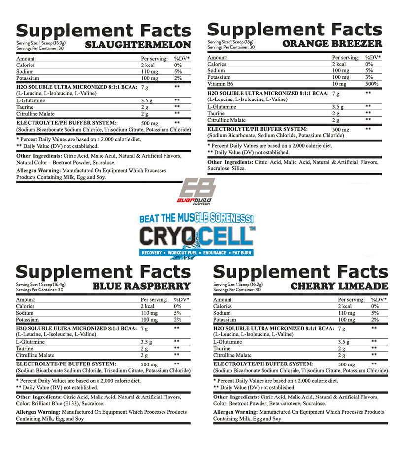 Cryo Cell BCAA 8:1:1/30 Portionen – 0,486 KG