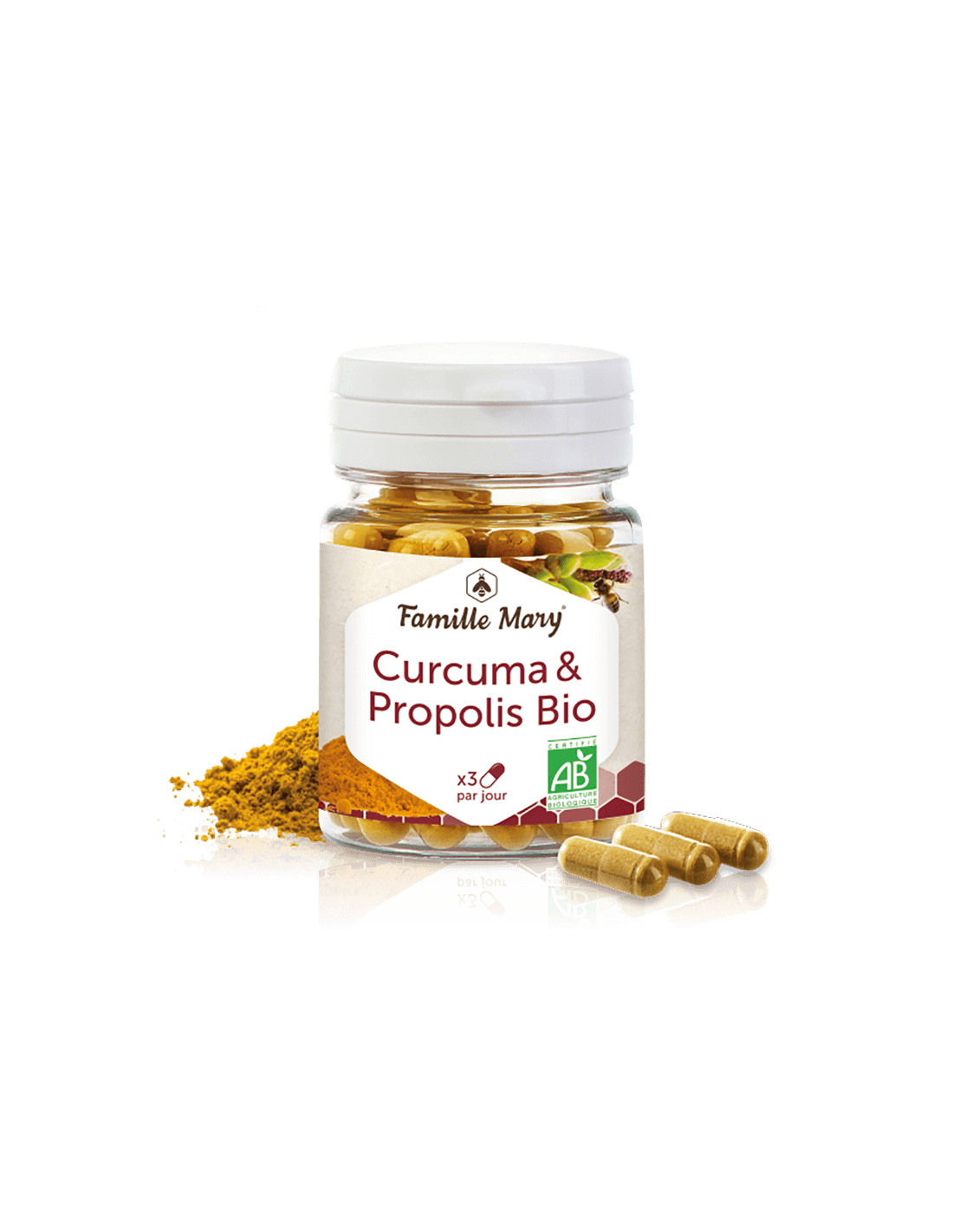 Curcuma & Propolis Bio/ Kurkuma + Bio-Propolis, 60 Famille Mary-Kapseln