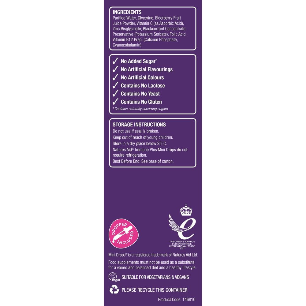 Immunformel mit Holundertropfen für Kinder (Mini Drops Immune Plus) 50 ml NaturesAid