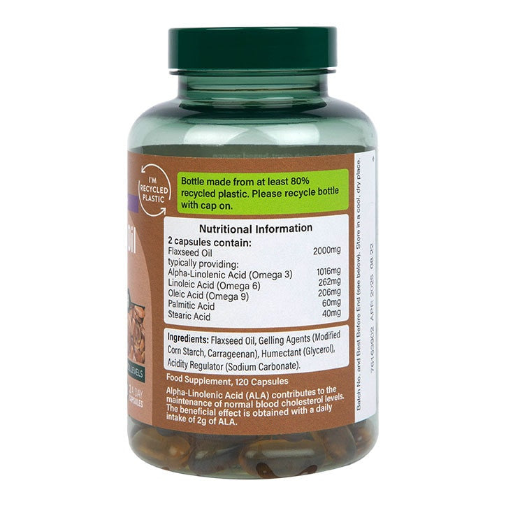 Hochfestes kaltgepresstes | Leinsamenöl 2000 mg – 120 Kapseln