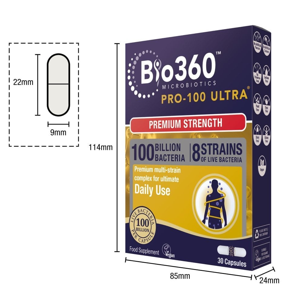Probiotic Pro-100 ULTRA (100 Milliarden Bakterien) 100 Milliarden. 30 NaturesAid Kapseln