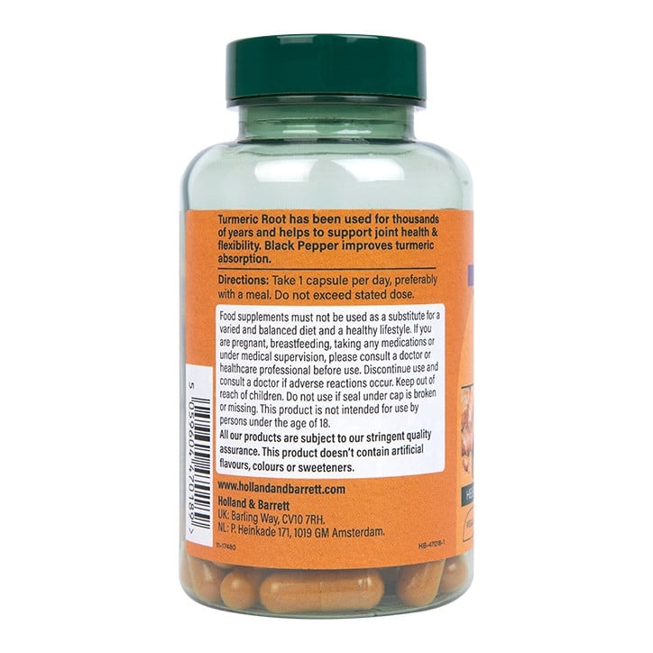 Hochwirksames Kurkuma 600 mg | Mit schwarzem Pfeffer – 90 Kapseln