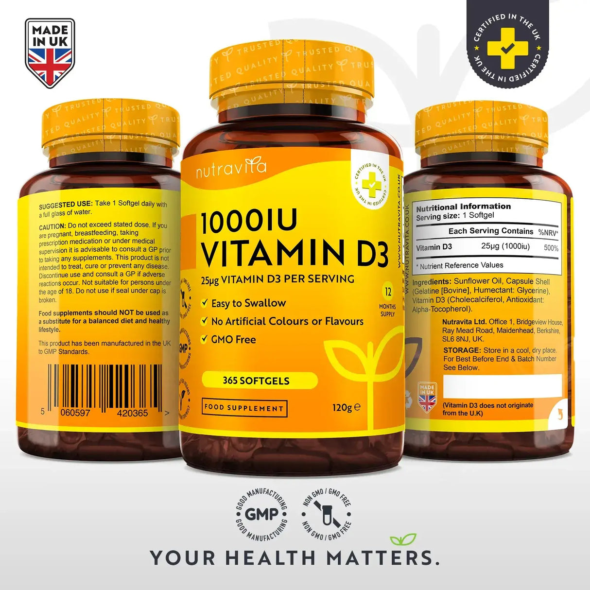 Vitamin D3 1000 IE (25 µg) 365 Weichkapseln