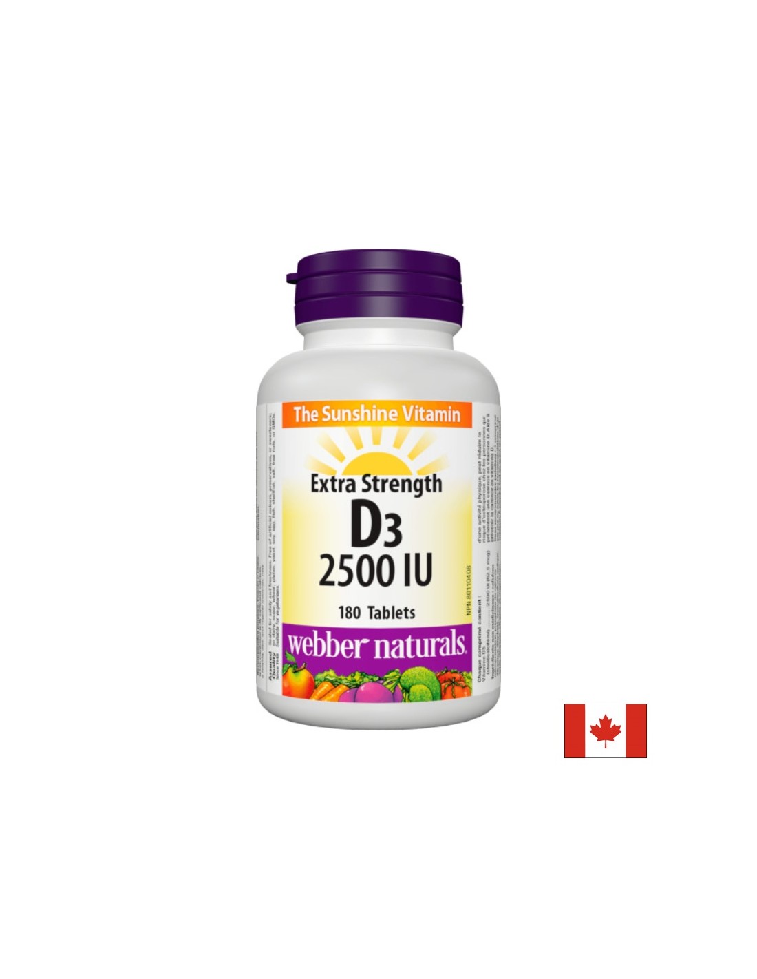 Gesunde Knochen und ein starkes Immunsystem – Vitamin D3 2500 IE, 180 Tabletten <tc>Webber Naturals</tc>