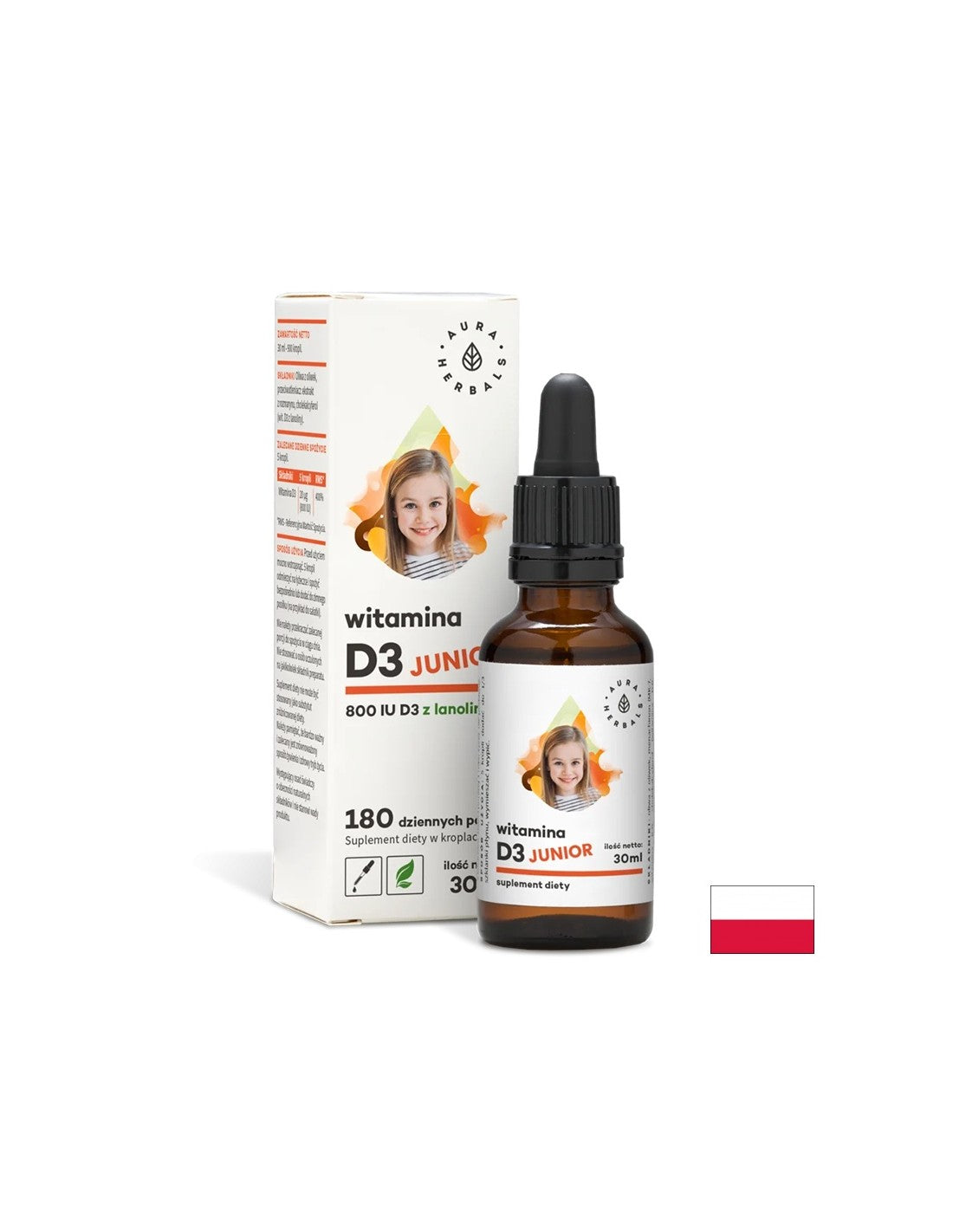 Immunsystem und Knochensystem – Vitamin D3 (800 IE) – für Kinder und Erwachsene, 30 ml Tropfen <tc>Aura Herbals</tc>