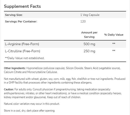 Arginin & Citrullin - 240 Kapseln