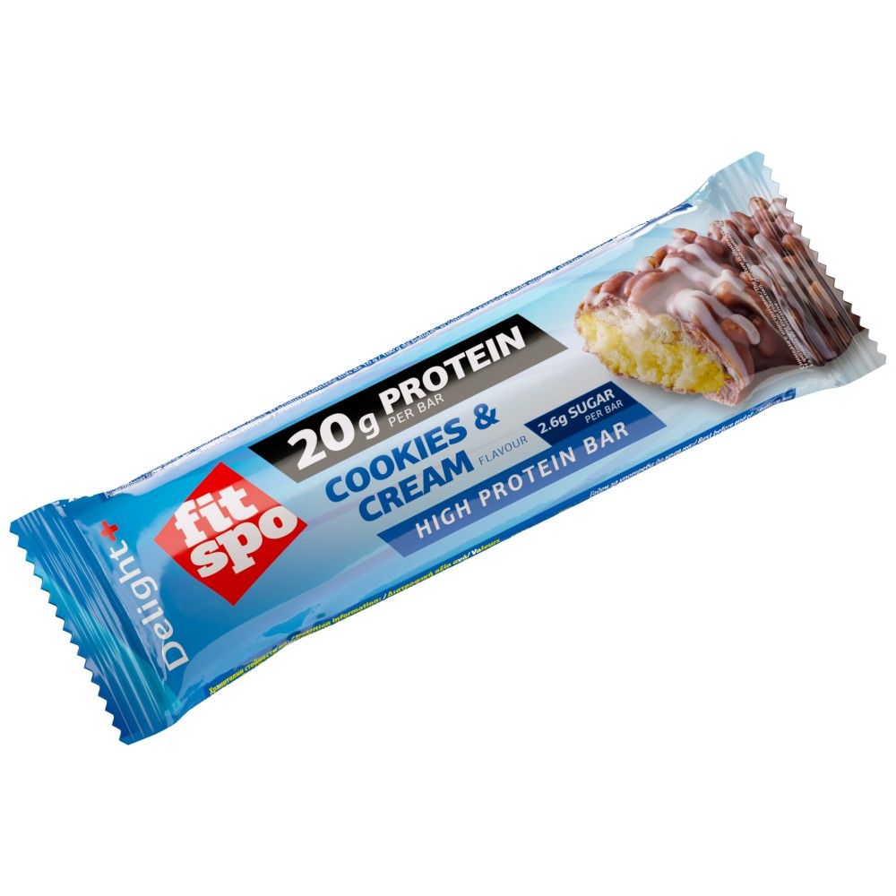 Delight+ Proteinriegel Cookies and Cream – 60 Gramm