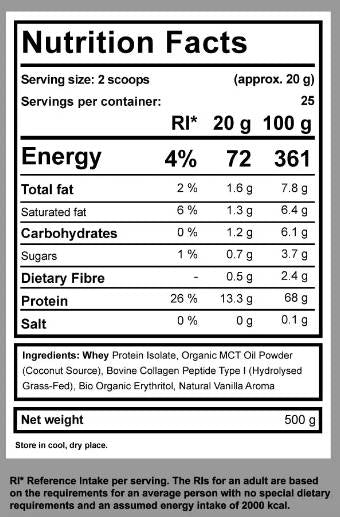 Diät-Keto-Shake | mit MCT, Kollagen und WPI – 500 Gramm