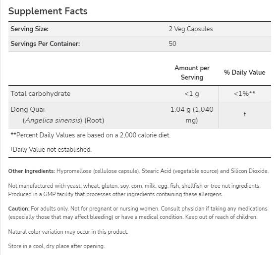 Dong Quai 520 mg – 100 Kapseln