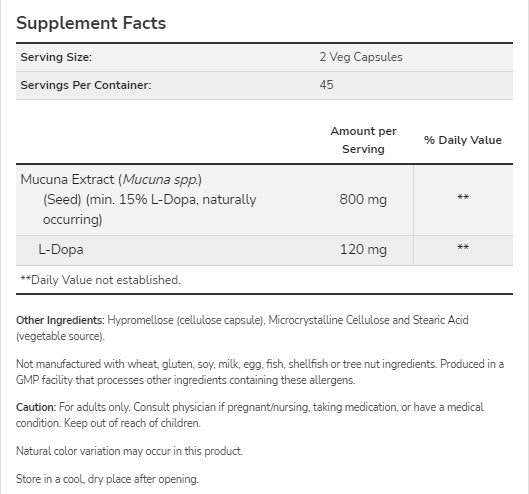 Dopa Mucuna [180 Kapseln, 90 Portionen]
